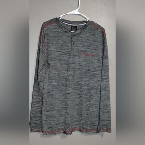 Burnside Gray and Red Long Sleeve Henley